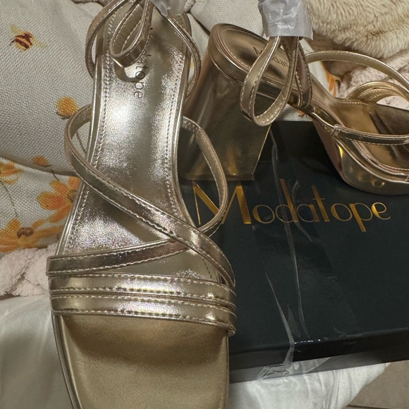 Modatope Platform High Heels Sandals for Women Ankle Strap Sandals Square - Picture 7 of 10